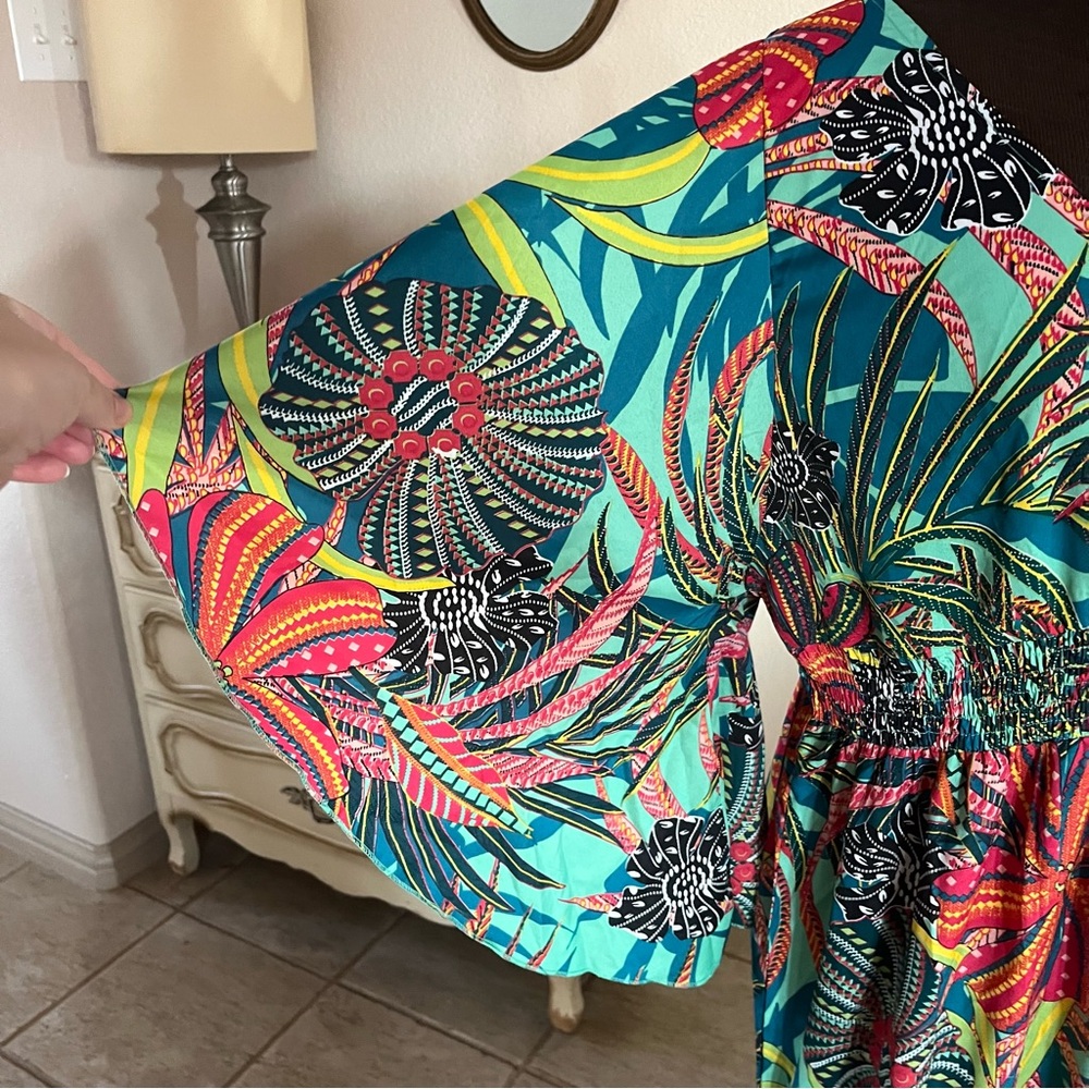 Anthropologie Boemo Aqua Multicolor Floral Maxi Dress - Picture 5 of 13